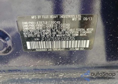 2014 Subaru Impreza Wrx из США, поврежденный, VIN JF1GV7E69EG004705